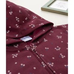 Sudadera burdeos con estampado de flores para niña