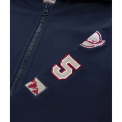 Sudadera con capucha azul para niño con parche decorativo