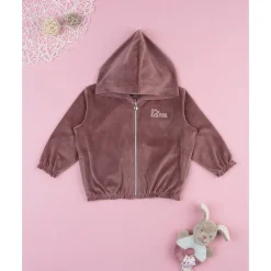 Sudadera de niña en terciopelo rosa