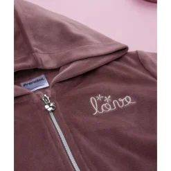 Sudadera de niña en terciopelo rosa
