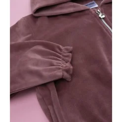 Sudadera de niña en terciopelo rosa
