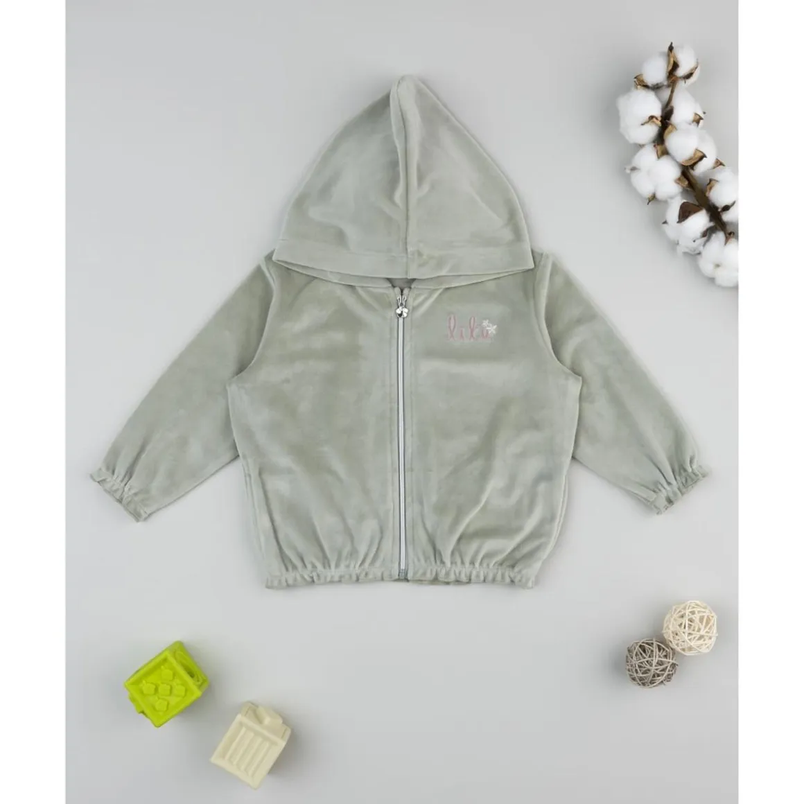 Sudadera de niña en terciopelo verde