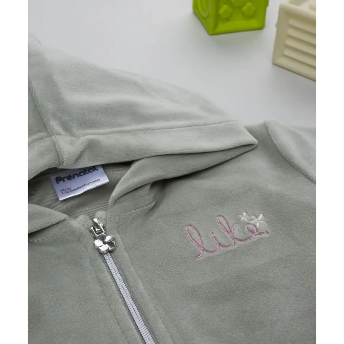 Sudadera de niña en terciopelo verde