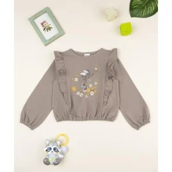 Sudadera marrón para niña con estampado de Minnie