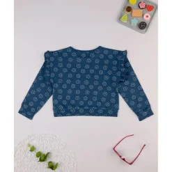 Sudadera niña azul margaritas