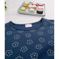 Sudadera niña azul margaritas