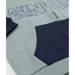 Sudadera niño azul/verde “Dinos” con capucha