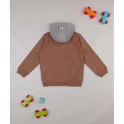 Sudadera niño color block marrón