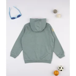 Sudadera niño verde capucha dinosaurios