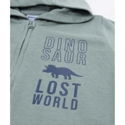 Sudadera niño verde capucha dinosaurios