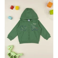 Sudadera niño verde dinosaurios con capucha
