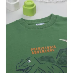 Sudadera niño verde estampado relieve