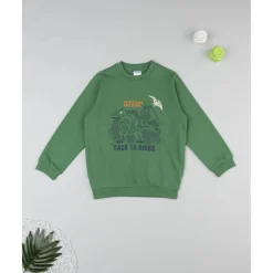 Sudadera niño verde estampado relieve