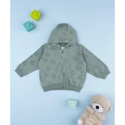 Sudadera verde con capucha para niño con estampado allover