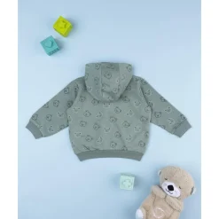 Sudadera verde con capucha para niño con estampado allover