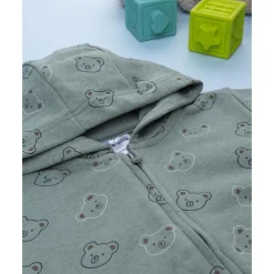 Sudadera verde con capucha para niño con estampado allover