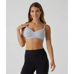 Sujetador de lactancia gris de canalé