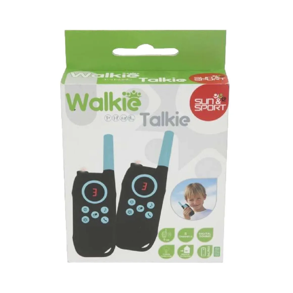 Sun & Sport - Walkie Talkie infantil negro y azul