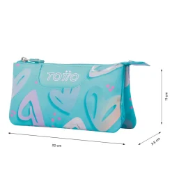 Totto - Estuche escolar corazones pintados Tablero