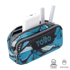 Totto - Estuche escolar dos compartimentos tiburones Sobre