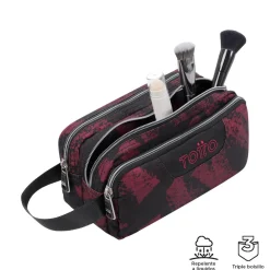 Totto - Estuche escolar tres compartimentos tiza roja Agapec