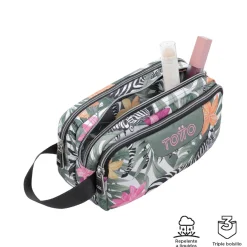 Totto - Estuche escolar tres compartimentos tropical cebras Agapec