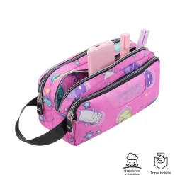 Totto - Estuche escolar tres compartimentos gatos astronautas Agapec