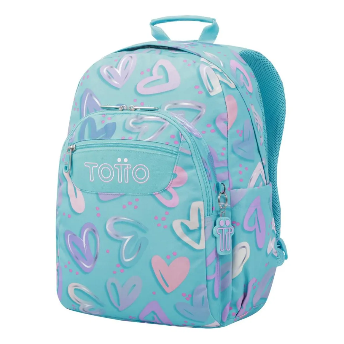 Totto - Mochila escolar adaptable a carro corazones pintados Acuareles
