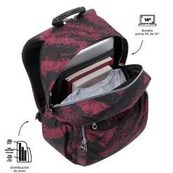 Totto - Mochila escolar adaptable a carro tiza roja Acuareles