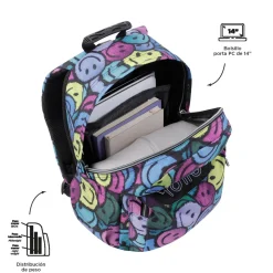 Totto - Mochila escolar adaptable a carro emojis Acuareles