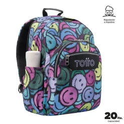 Totto - Mochila escolar adaptable a carro emojis Acuareles