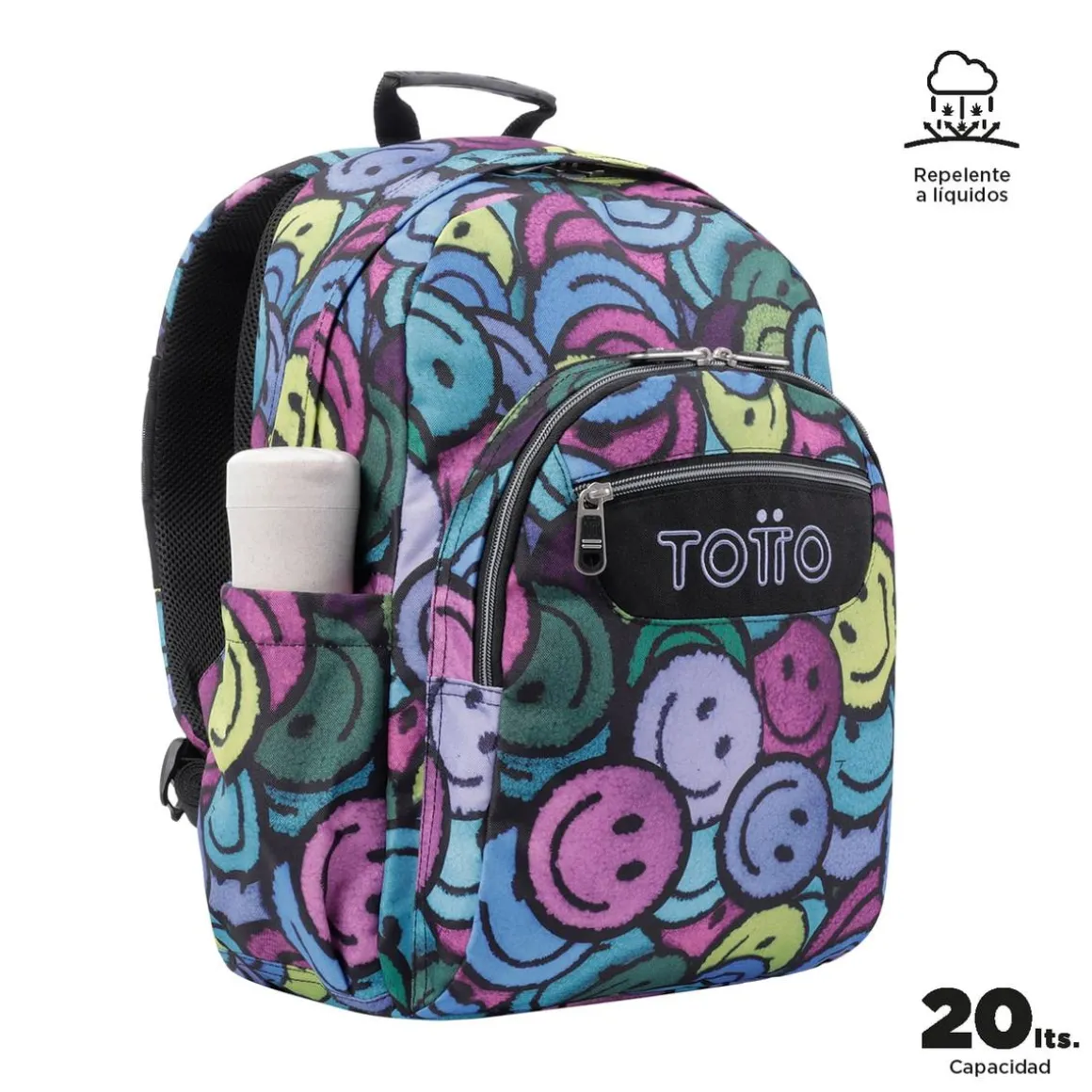 Totto - Mochila escolar adaptable a carro emojis Acuareles