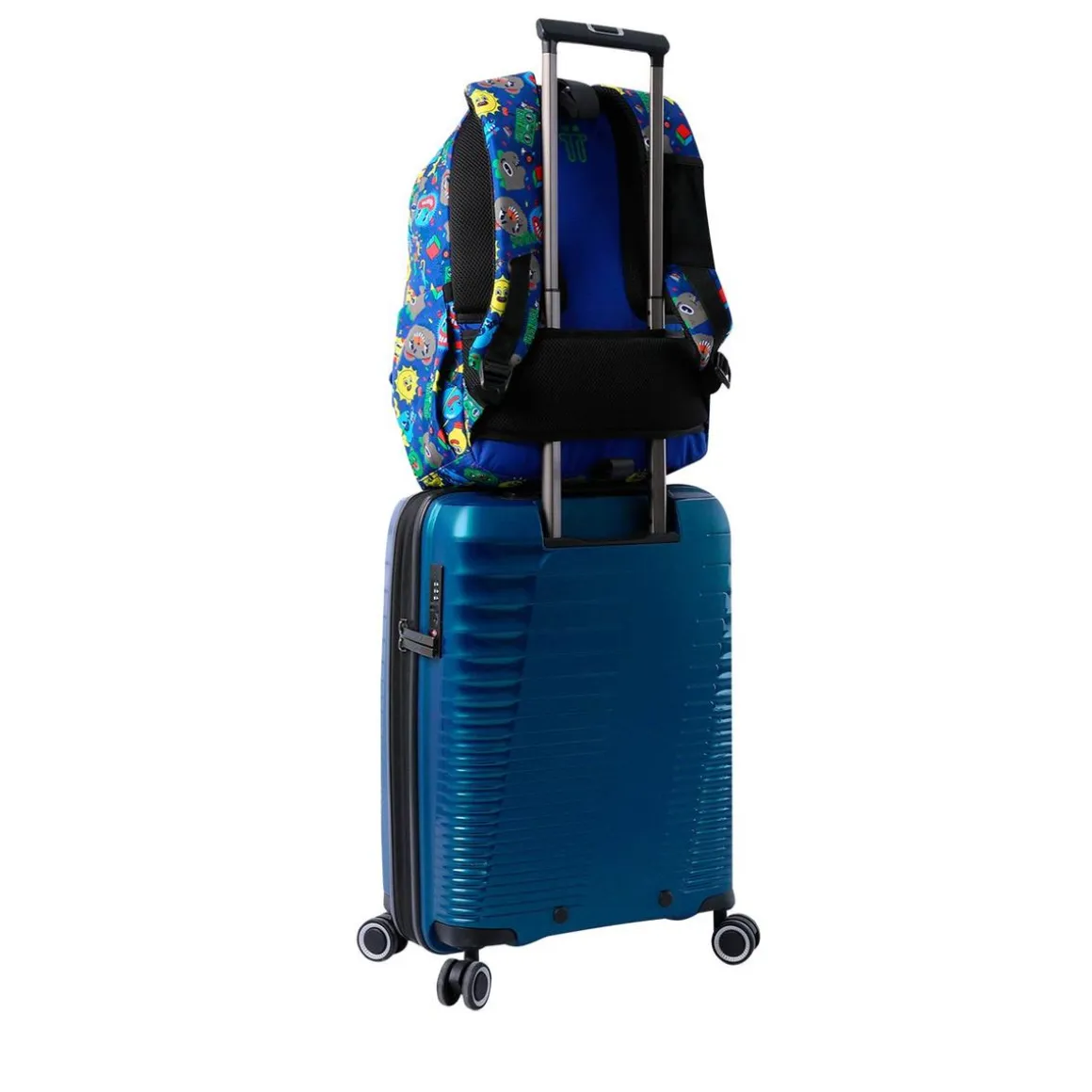 Totto - Mochila escolar adaptable a carro Tello azul Acuareles