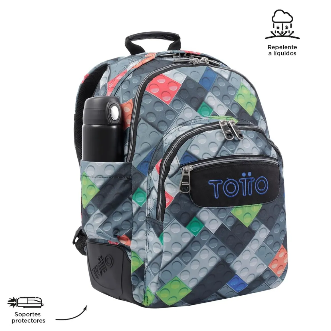 Totto - Mochila escolar bloques Crayoles