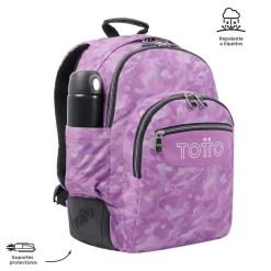 Totto - Mochila escolar camuflaje rosa Crayoles
