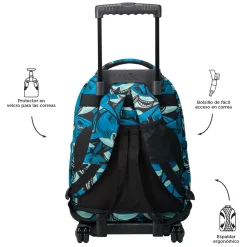 Totto - Mochila escolar con ruedas tiburones Renglones