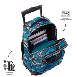 Totto - Mochila escolar con ruedas tiburones Renglones