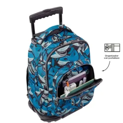 Totto - Mochila escolar con ruedas tiburones Renglones