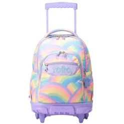Totto - Mochila escolar con ruedas arcoíris Renglones
