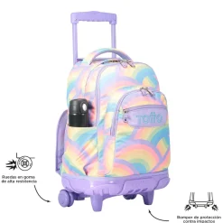Totto - Mochila escolar con ruedas arcoíris Renglones