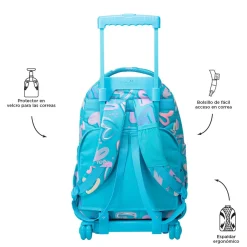 Totto - Mochila escolar con ruedas corazones pintados Renglones