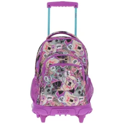 Totto - Mochila escolar con ruedas Renglones - Perritos