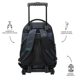 Totto - Mochila escolar con ruedas fractal Renglones