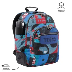 Totto - Mochila escolar cyber monstruos Crayoles