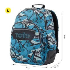 Totto - Mochila escolar tiburones Crayoles