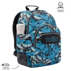 Totto - Mochila escolar tiburones Crayoles