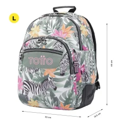 Totto - Mochila escolar tropical cebras Crayoles