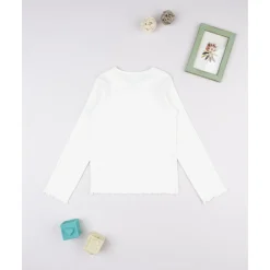 T-shirt blanca de niña manga larga