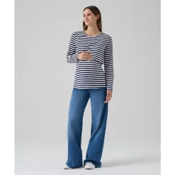 T-shirt de lactancia rayas blancas y azules