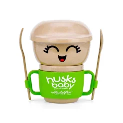 Vajilla ecológica para bebé 5 piezas verde